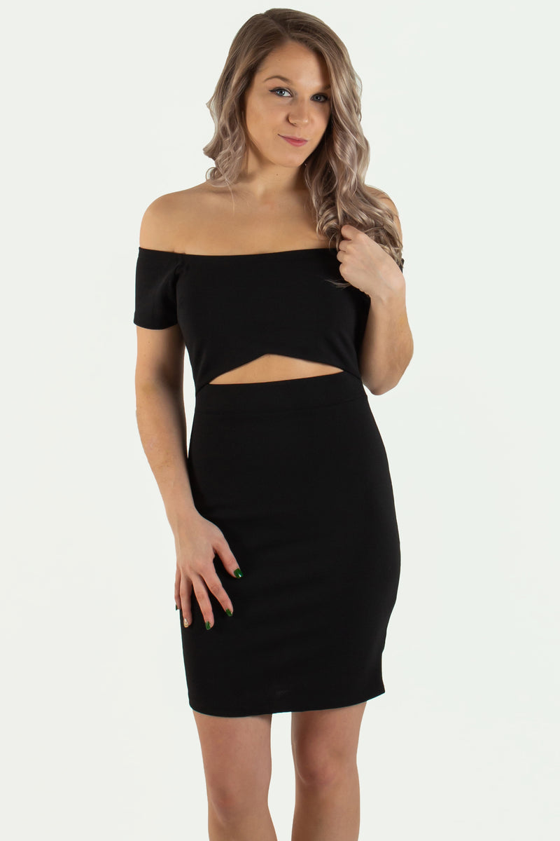 sexy short black dress, black cutout dress, cutout dress, off the shoulder dress, black off the shoulder dress
