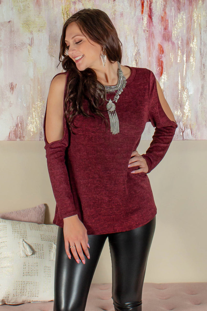 red sweater, Burgundy top