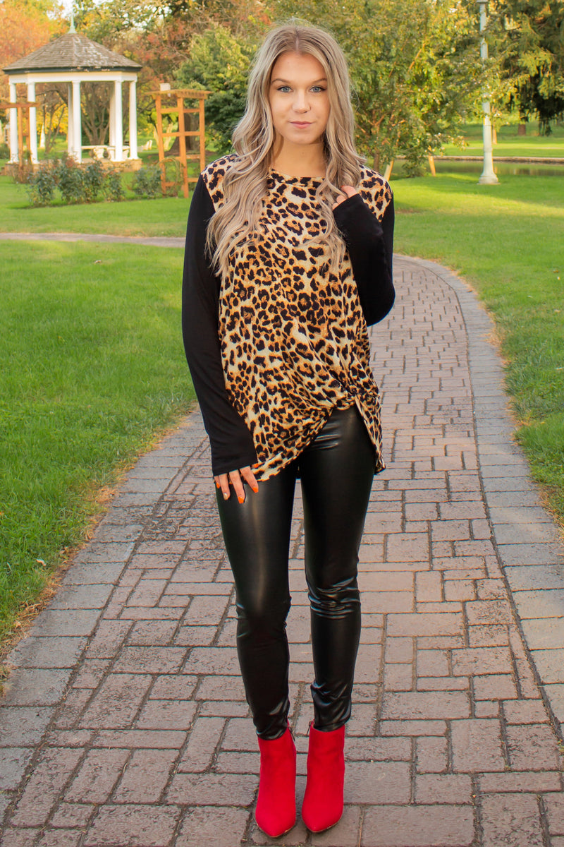 Leopard Print Shirt, Long sleeve top