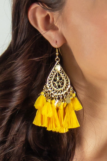 Boutique earrings, Fashion earrings, Tassel Earrings, Yellow Earrings