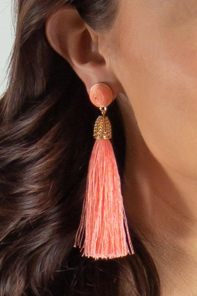 tassel earrings, boutique earrings, pink earrings, fashion earrings