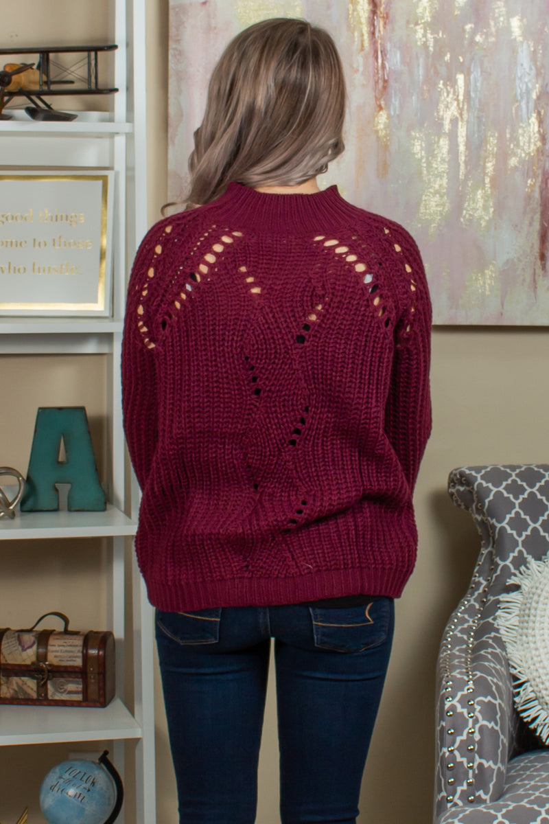 boutique sweaters, burgundy boutique sweater, maroon boutique sweater