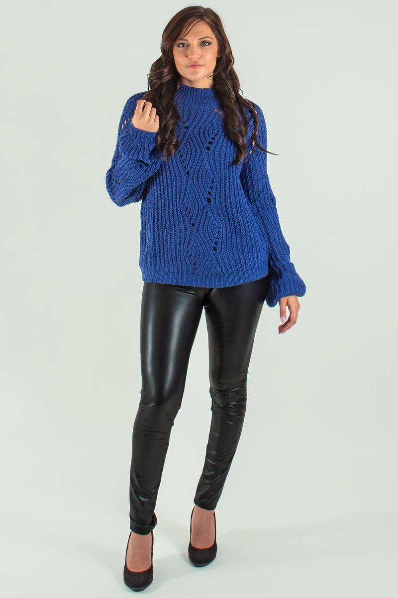 cutout sweater, cutout blue sweater