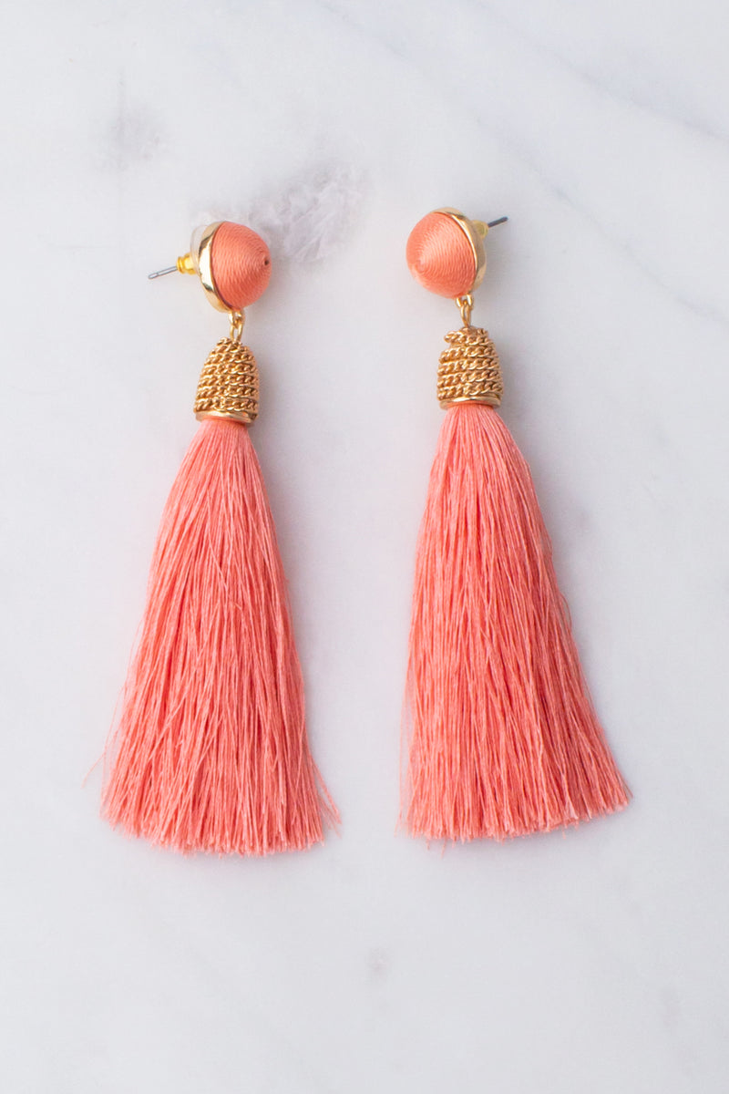 pink tassel earrings, cute pink earrings, trendy pink earrings, cute tassel earrings, trendy tassel earrings
