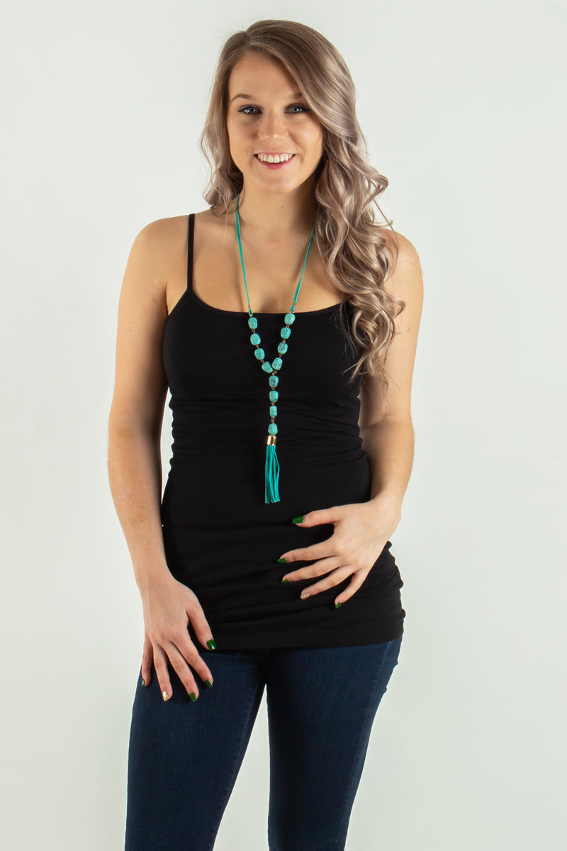 Around the River Gemstone Tassel Necklace (Turquoise) *FINAL SALE*